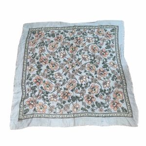 Vintage Cottagecore Floral Pastel Blue Head Scarf
